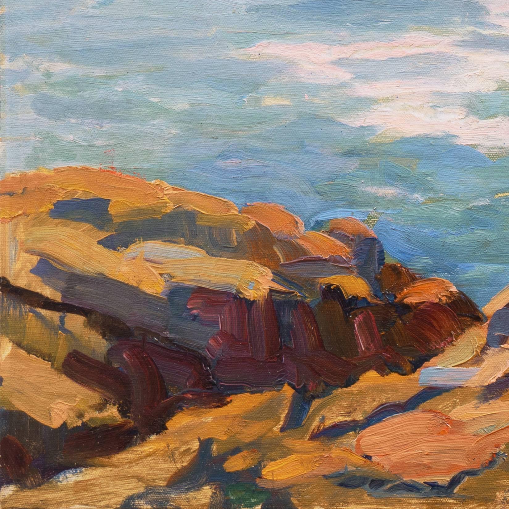 'Laguna Beach Coast', California Impressionism, Plein Air Pacific Seascape - Painting by Unknown