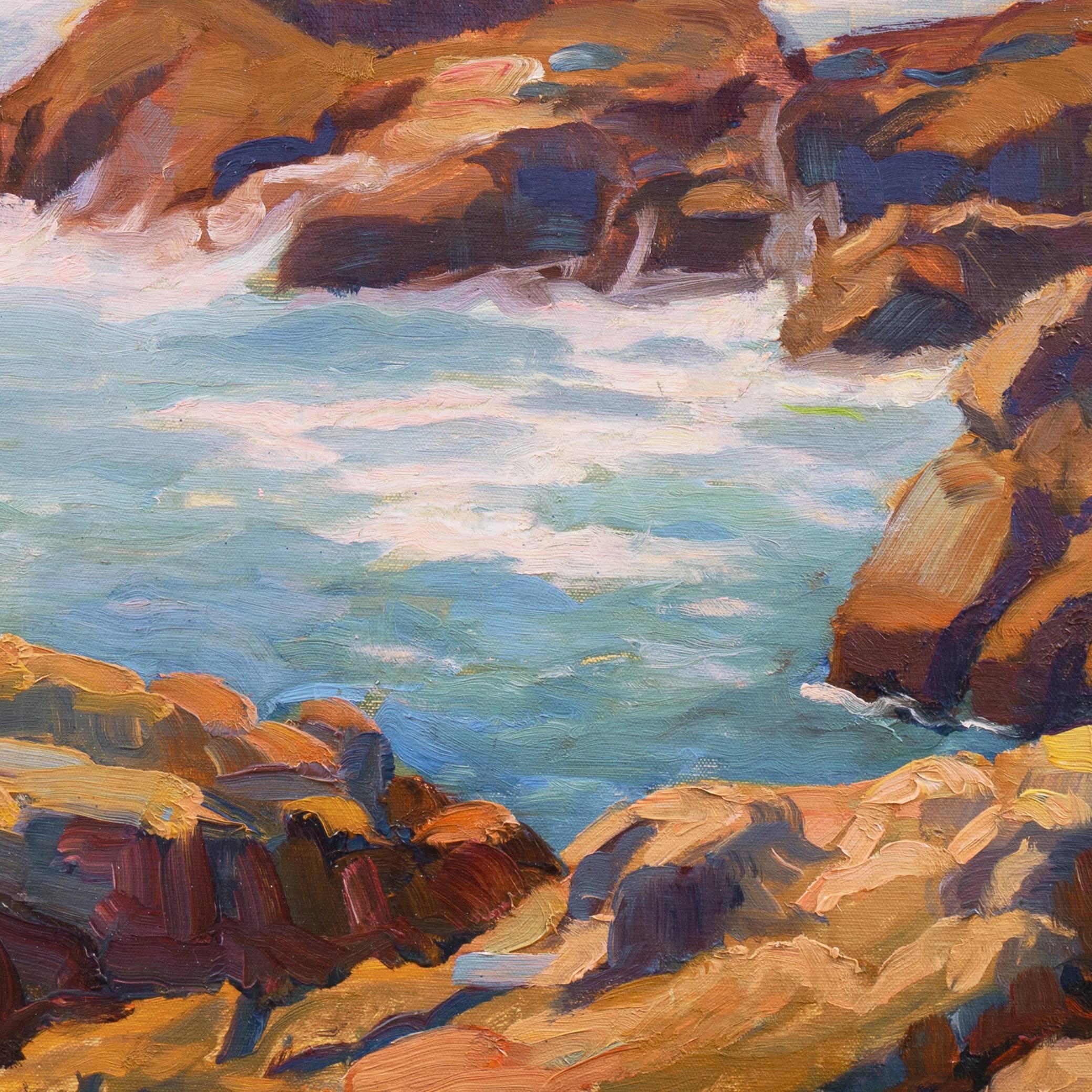 'Laguna Beach Coast', California Impressionism, Plein Air Pacific Seascape - Impressionist Painting by Unknown