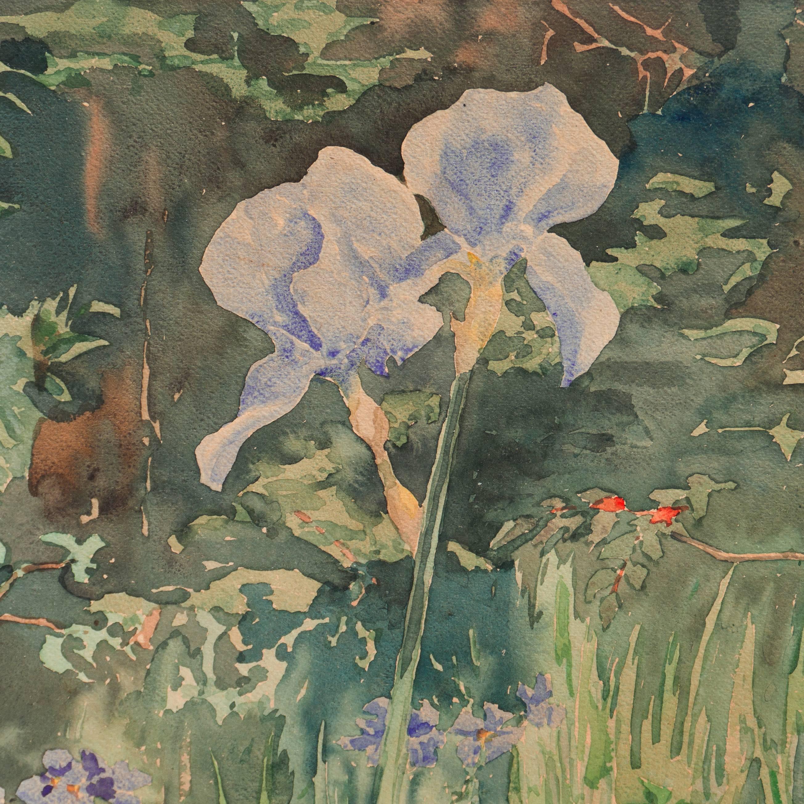 'Iris in a Garden', London Royal Academy, Canada - Gray Still-Life by Owen Goward