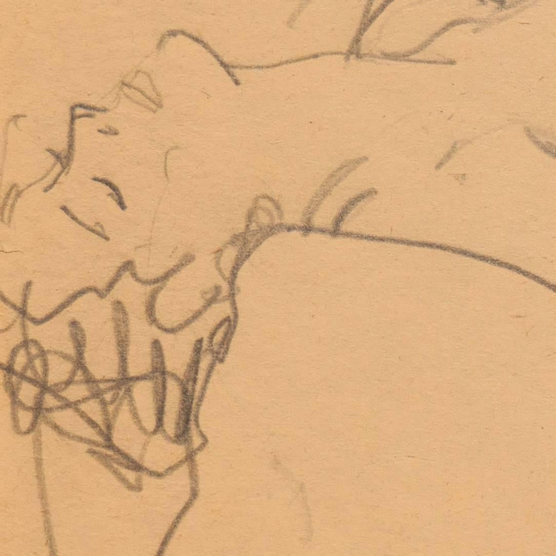Victor Di Gesu (Amerikaner, 1914-1988) Nachlassstempel verso; gezeichnet um 1955.

Figürliche Studie einer jungen Frau, die auf einem drapierten Sockel ruht.

Victor di Gesu, Gewinner des Prix Othon Friesz, besuchte zunächst das Los Angeles Art