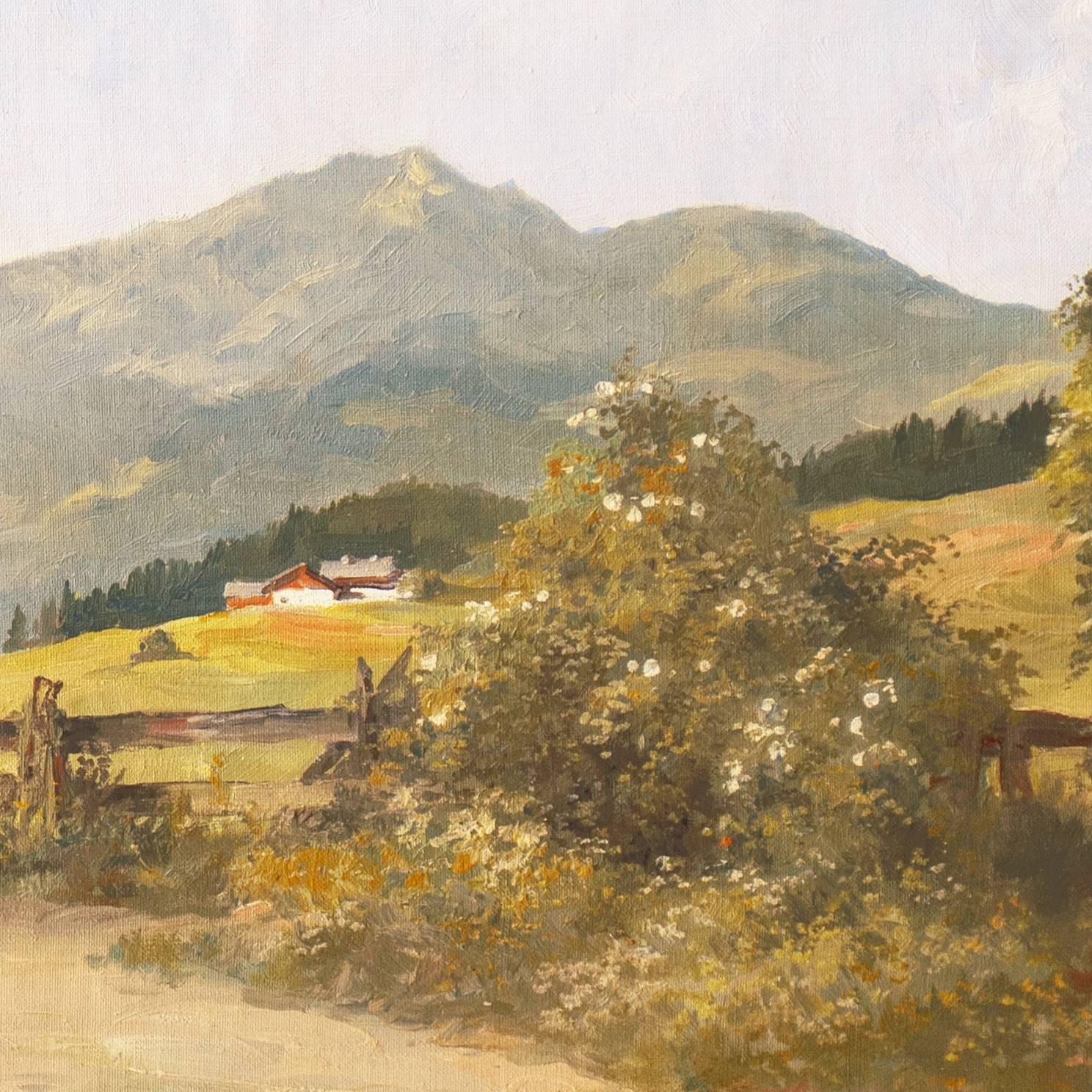 'Logging Cart with Horses', Academy, Large Realist Panoramic Alpine Landscape 1