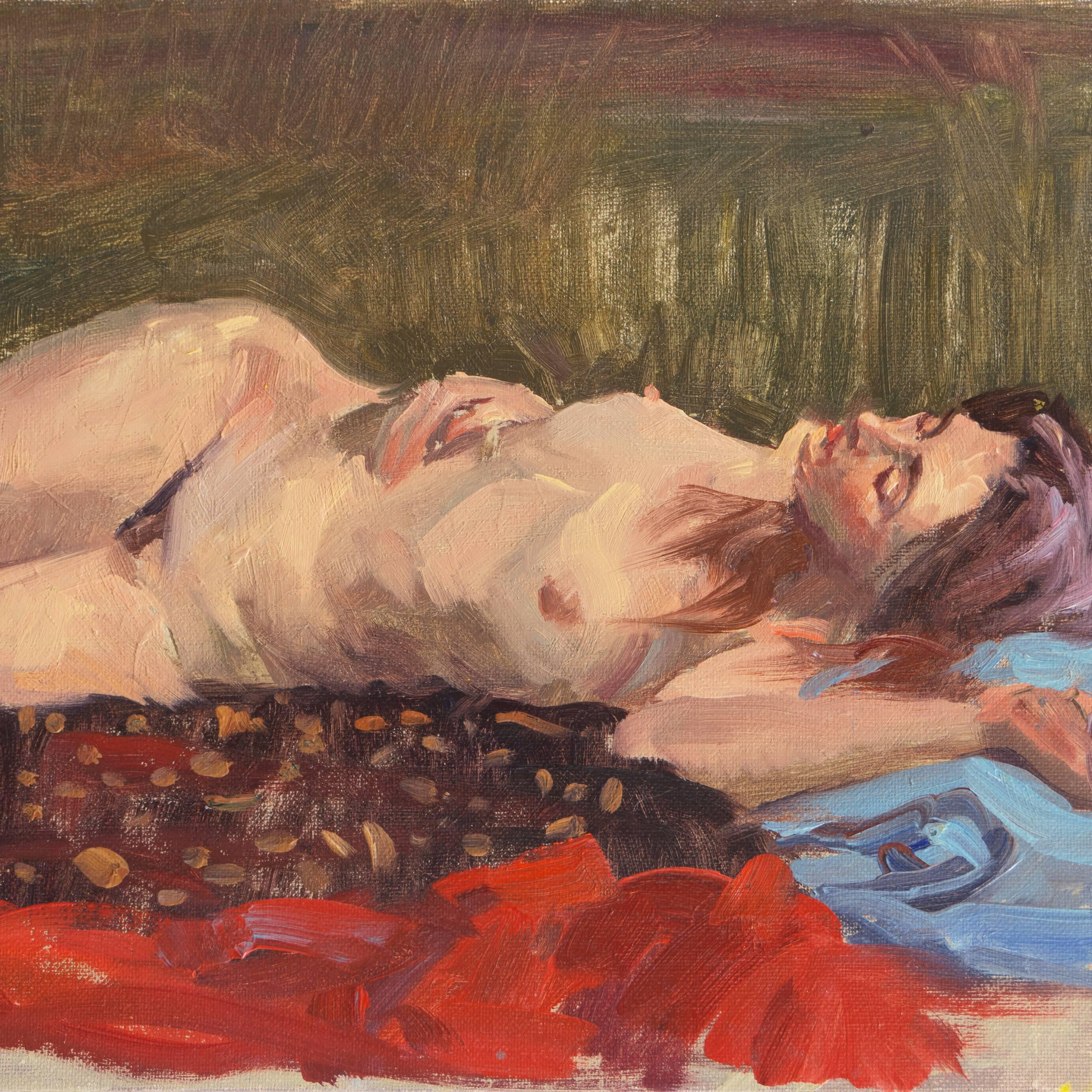Nudo reclinato - Figurative Painting Marrone di Craig Nelson