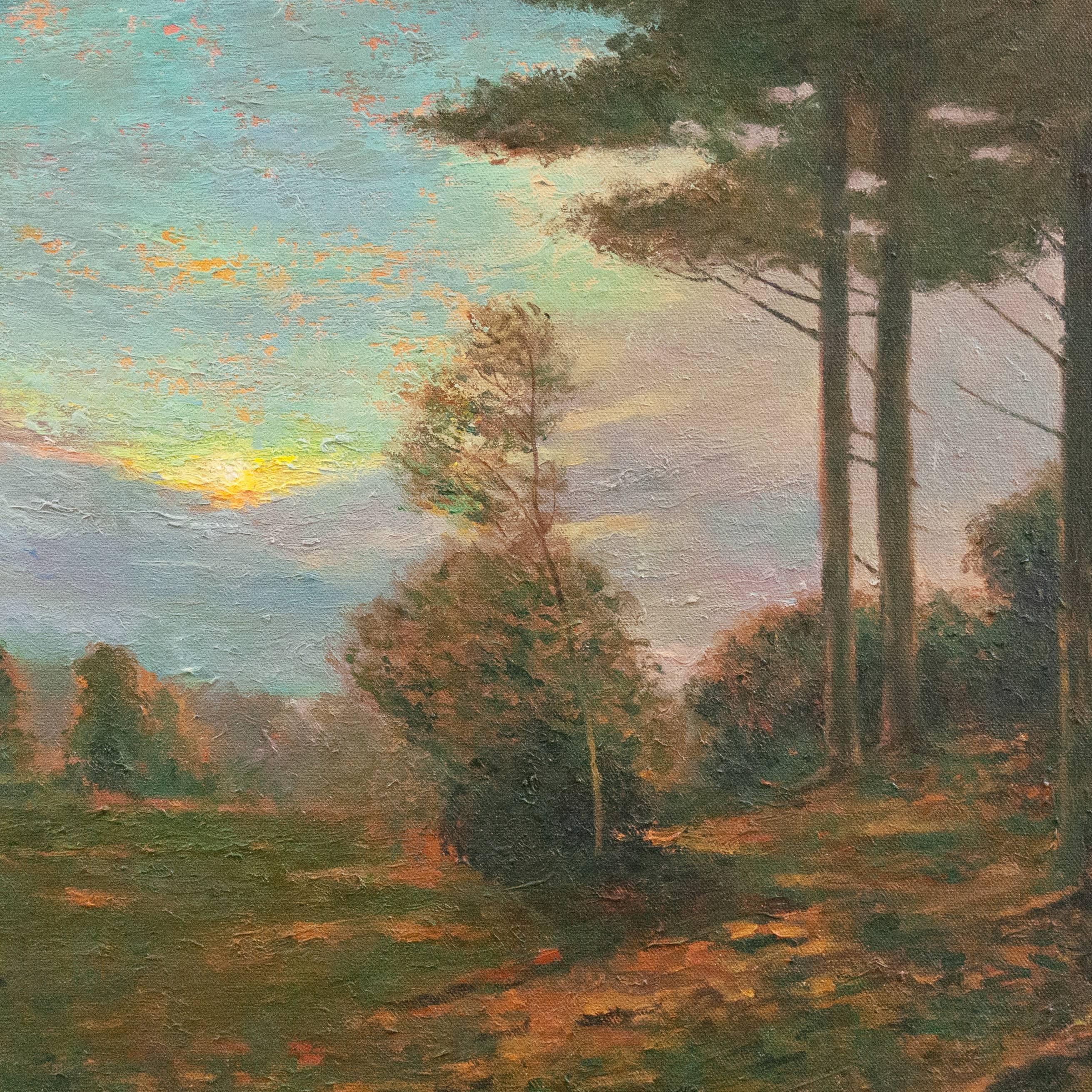 „Sonnenuntergang Landschaft“ (Tonalismus), Painting, von Carl Warren