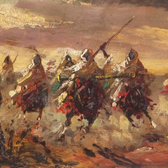 'Orientalist Berber Cavalry Charge', French Romantic School