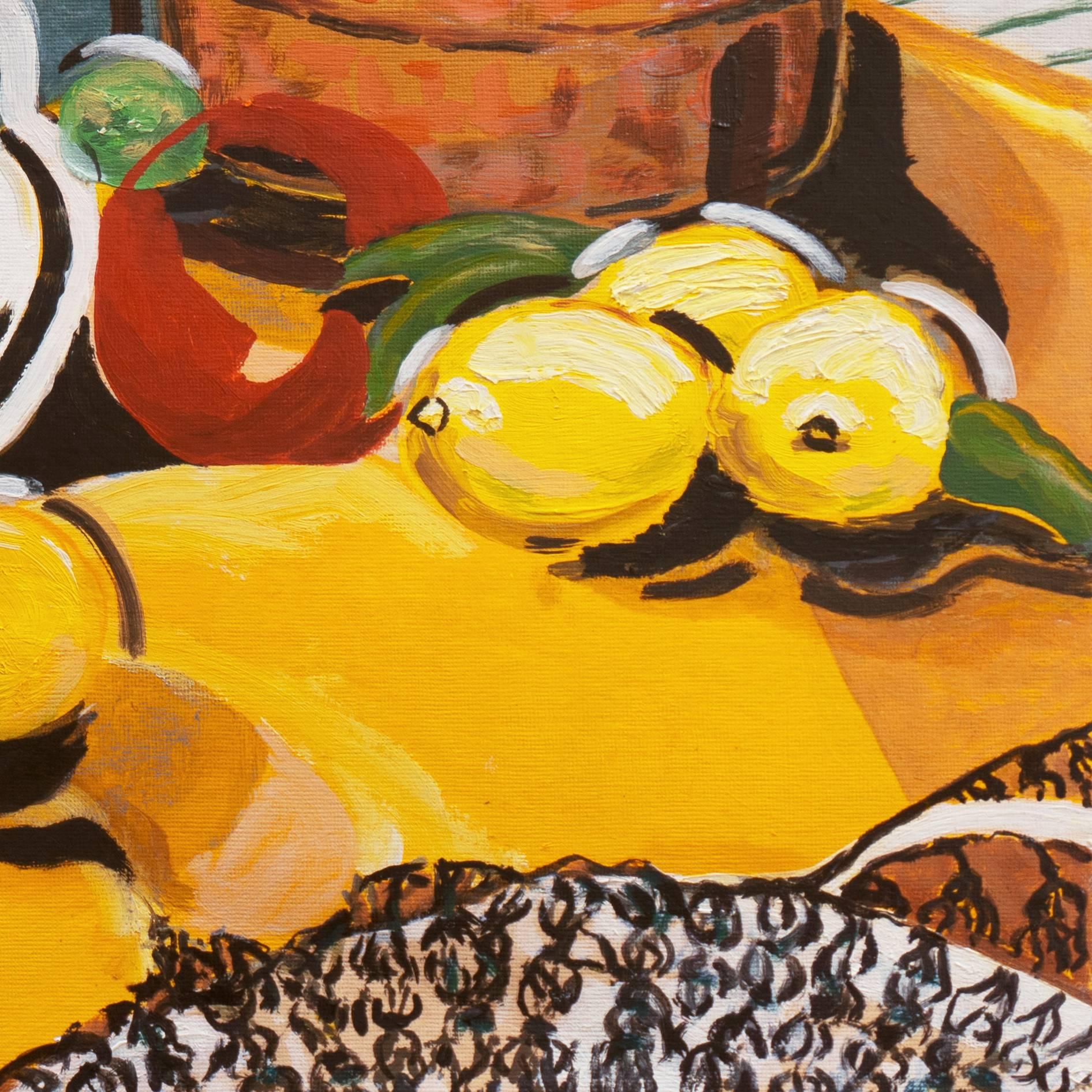 'Still Life, Yellow and Blue', Woman Artist, Los Angeles, California Modernist  For Sale 1