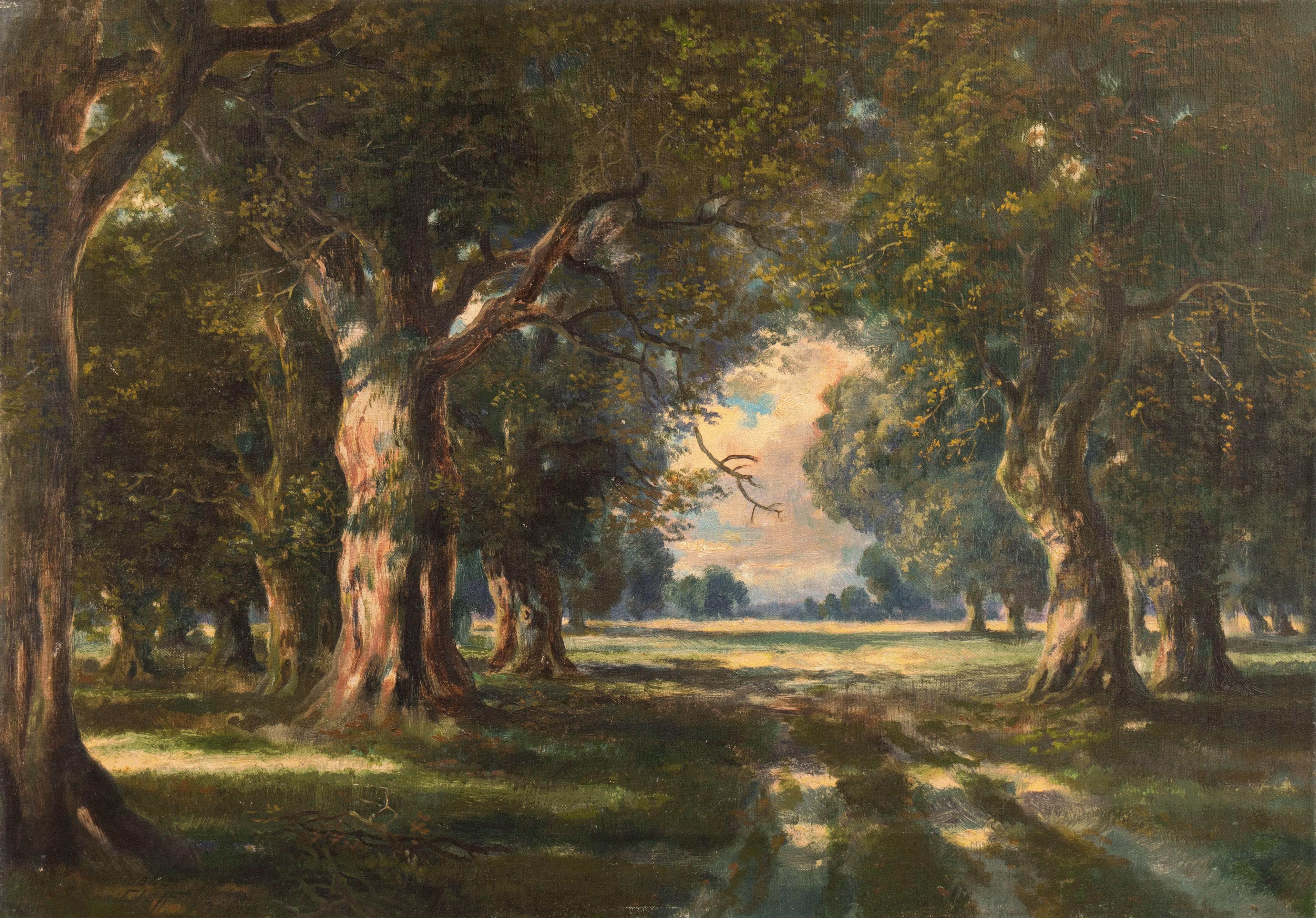 Walter Cleff Landscape Painting - 'Oak Trees Near Schwanheim', Frankfurt-am-Main, Frankfurt Art Institute