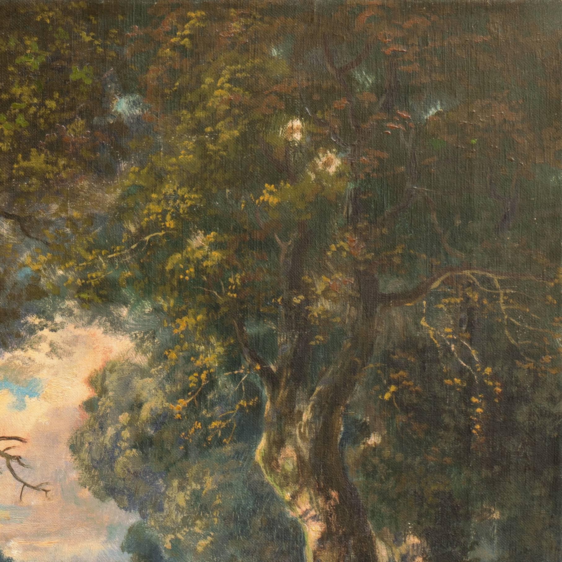 'Oak Trees Near Schwanheim', Frankfurt-am-Main, Frankfurt Art Institute - Realist Painting by Walter Cleff