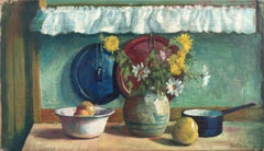 Antique 'Yellow & White Daisies', Danish Post-Impressionist, Paris Salon, Benezit