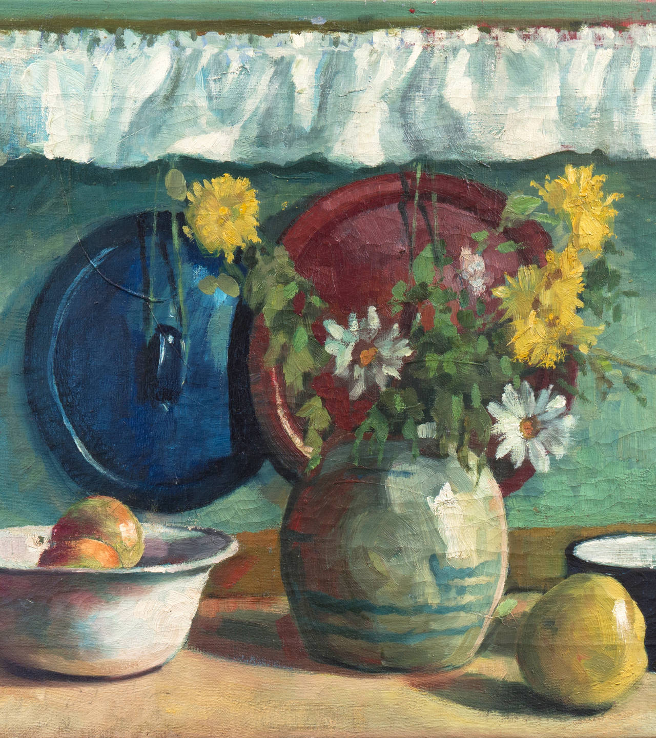 'Margaritas amarillas y blancas', Postimpresionista danés, Salón de París, Benezit - Still-Life Painting Gris de Mogens Erik Christien Vantore