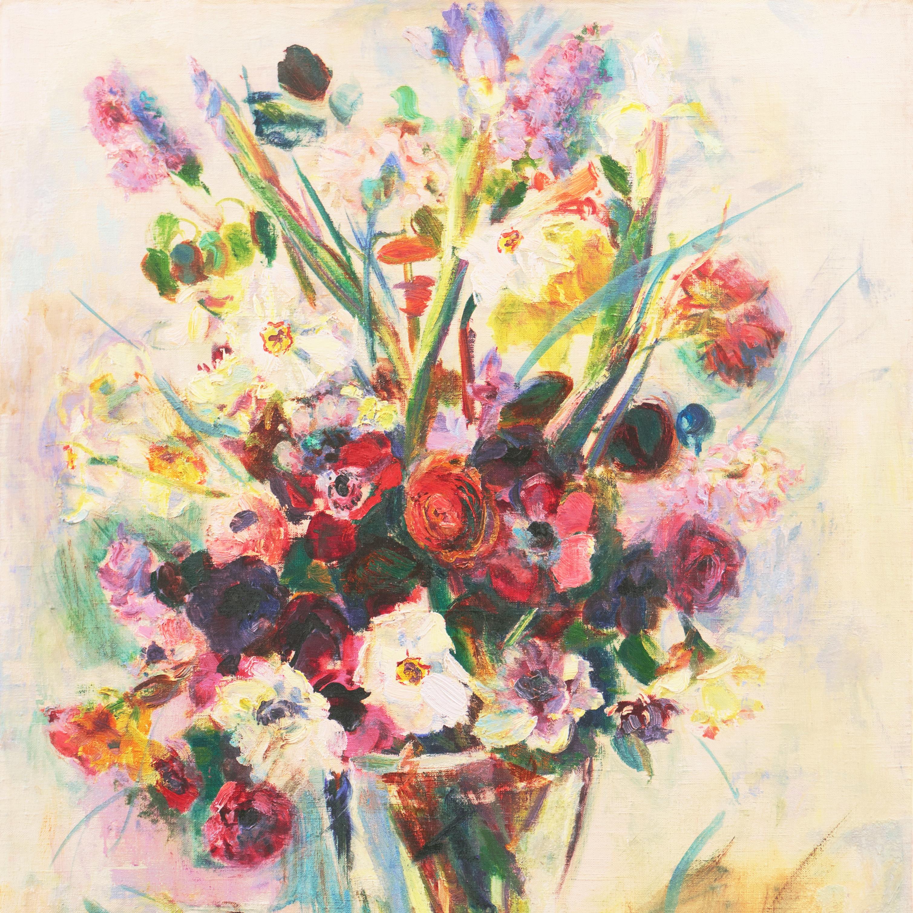 'Fiori d'estate', Parigi, Salon d'Automne, Artista californiano post-impressionista - Still-Life Painting Beige di Irma Engel Grabhorn