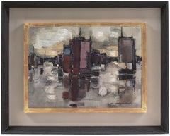 'Paesaggio urbano astratto', olio astratto modernista, proprietà David Rockefeller