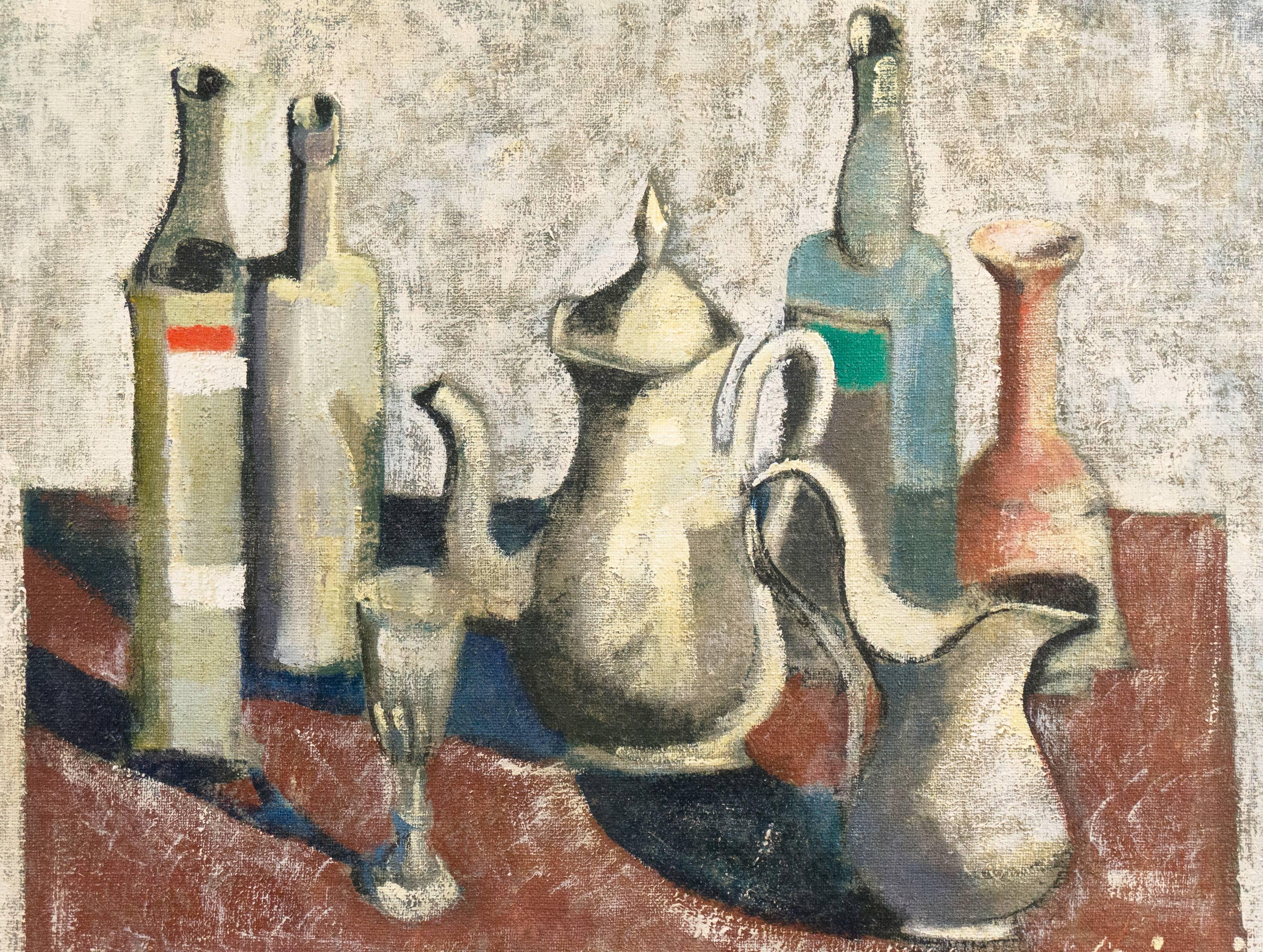 'Still Life, Carafe and Coffee-pot', Italian Modernist, Style of Giorgio Morandi - Painting by Giorgio Chiesi