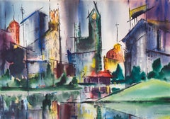  'Lakeshore Drive, Chicago', Modernist Cityscape, Woman Artist, Crocker Museum