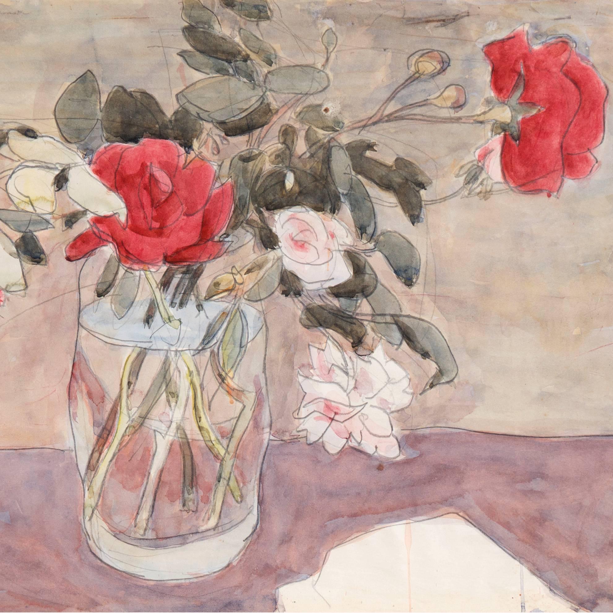 Still Life of Roses - Post-Impressionist Art by Victor Di Gesu