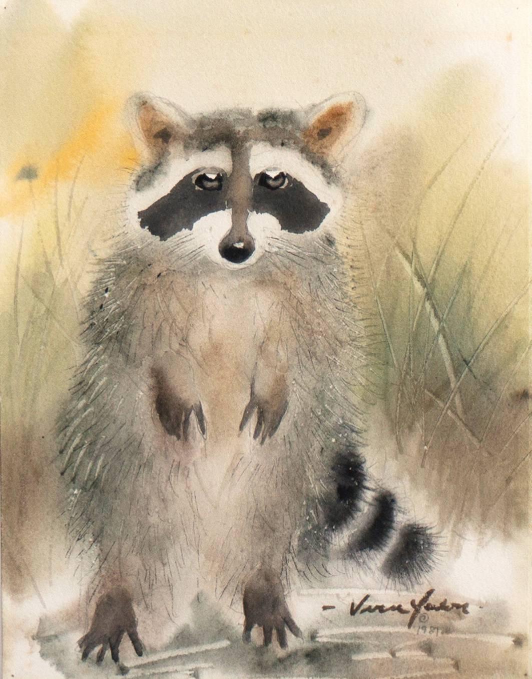 Vern Yadon Animal Art - 'Raccoon Cub', Nature, Carmel Art Association