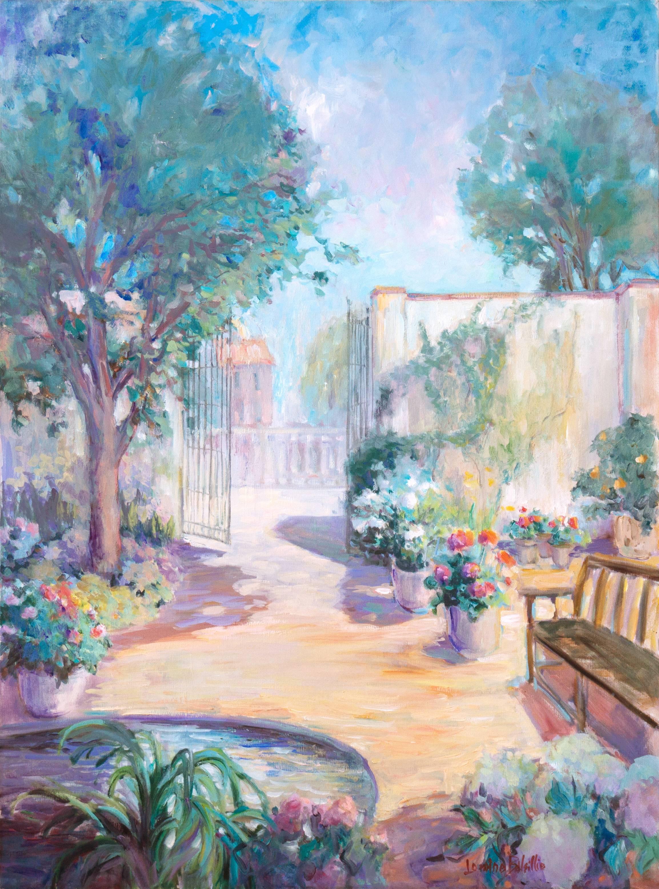 Loraine Balsillie Landscape Painting -  'Private Garden', Large American Impressionist oil, Hawaii, Australia, Seattle