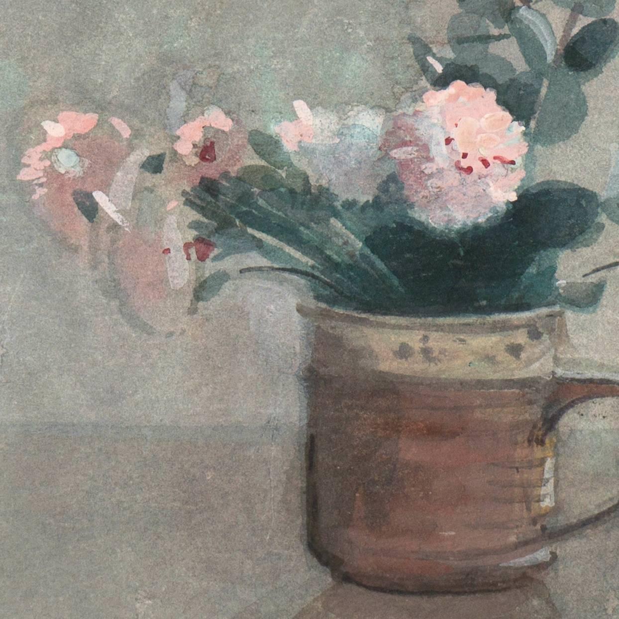 „Pink Carnations“, Royal Society of British Watercolorists, Künstlerin einer Frau, RSBA (Grau), Still-Life Painting, von Jane Taylor