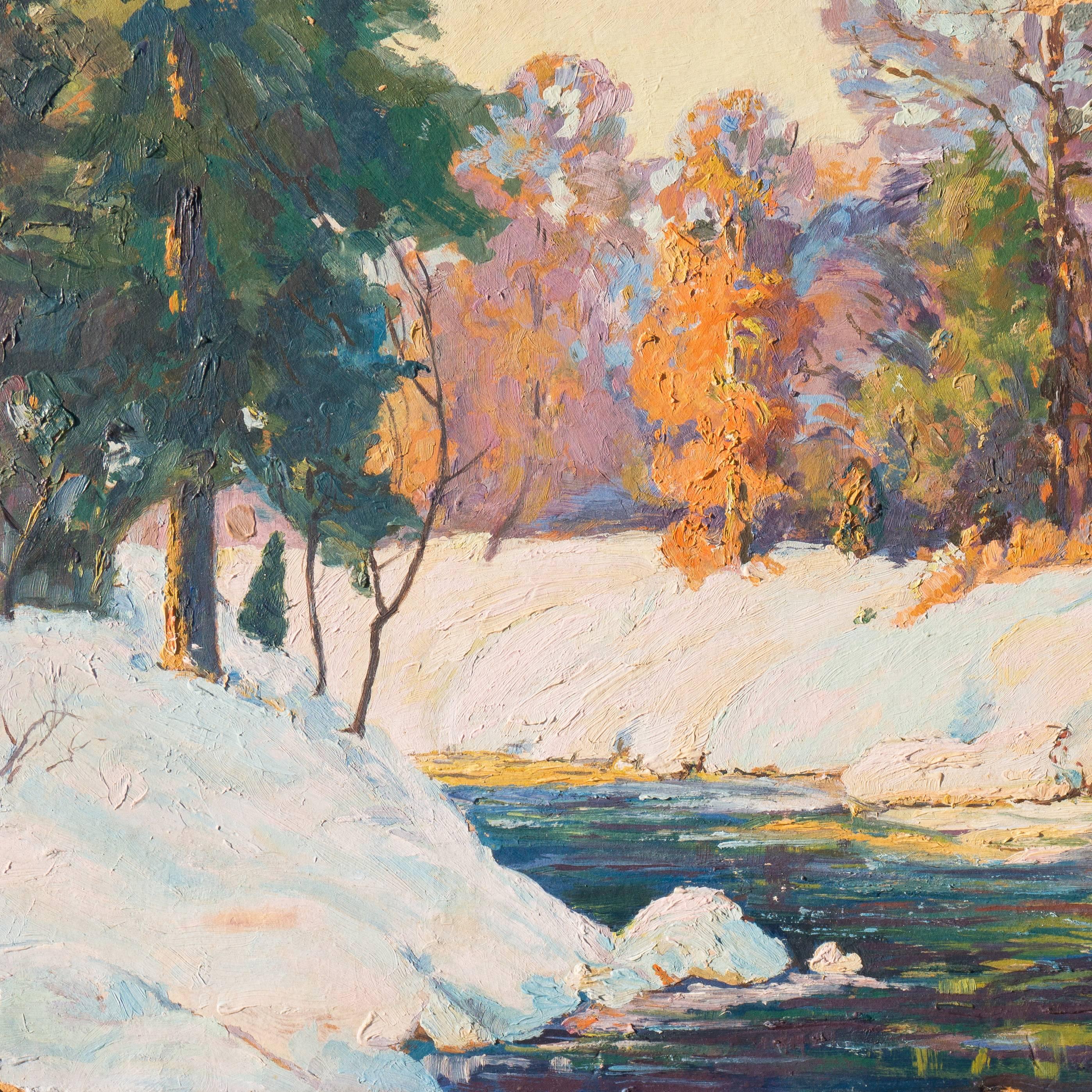 Winter in the Catskills - Painting by Florence Behrend