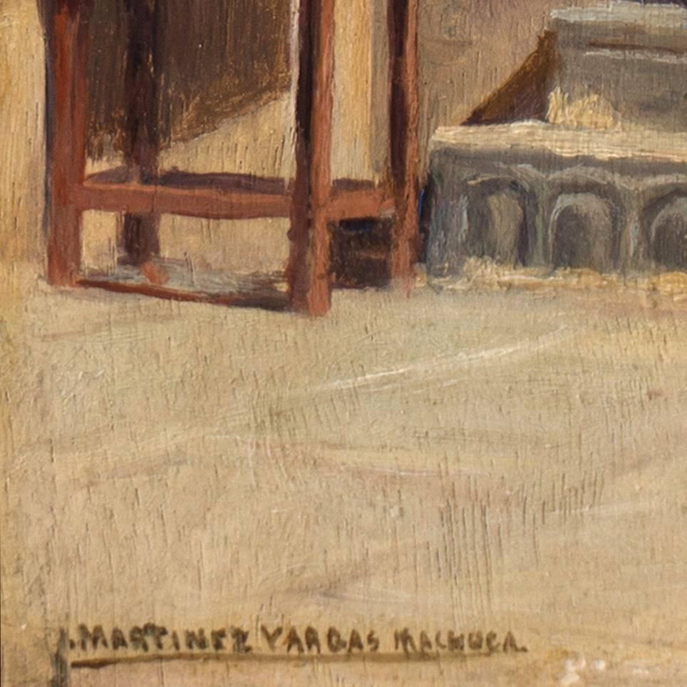 'Church Interior with Altar Boy', Catholic, Bible, Surplice, Cassock, Communion - Realist Painting by Luis Martinez Vargas Machuca