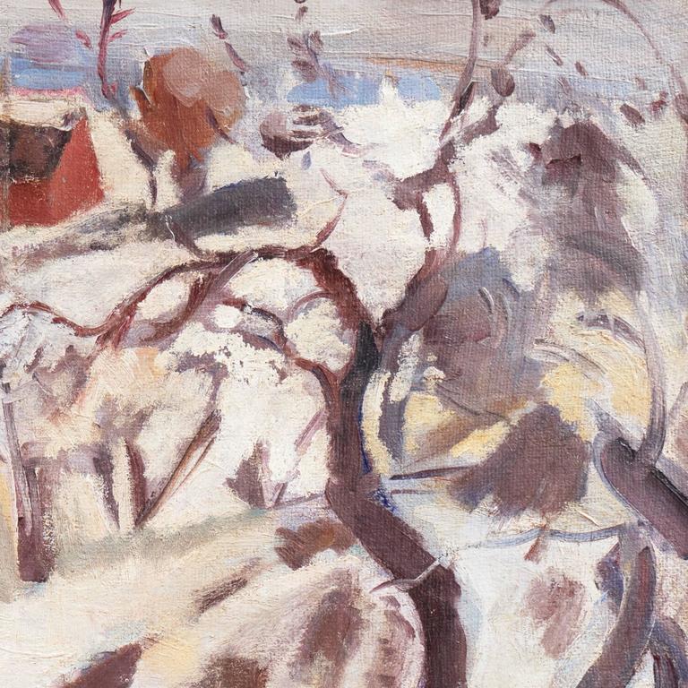 'Winter Landscape, Red Farmhouse', Post-Impressionist oil, Paris Salon, Benezit For Sale 3