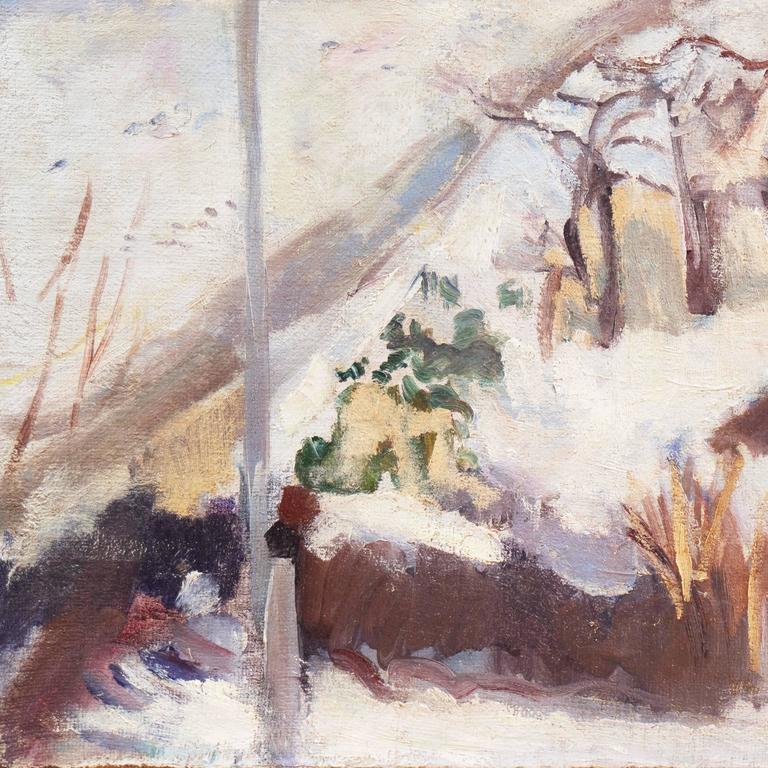 'Winter Landscape, Red Farmhouse', Post-Impressionist oil, Paris Salon, Benezit For Sale 4