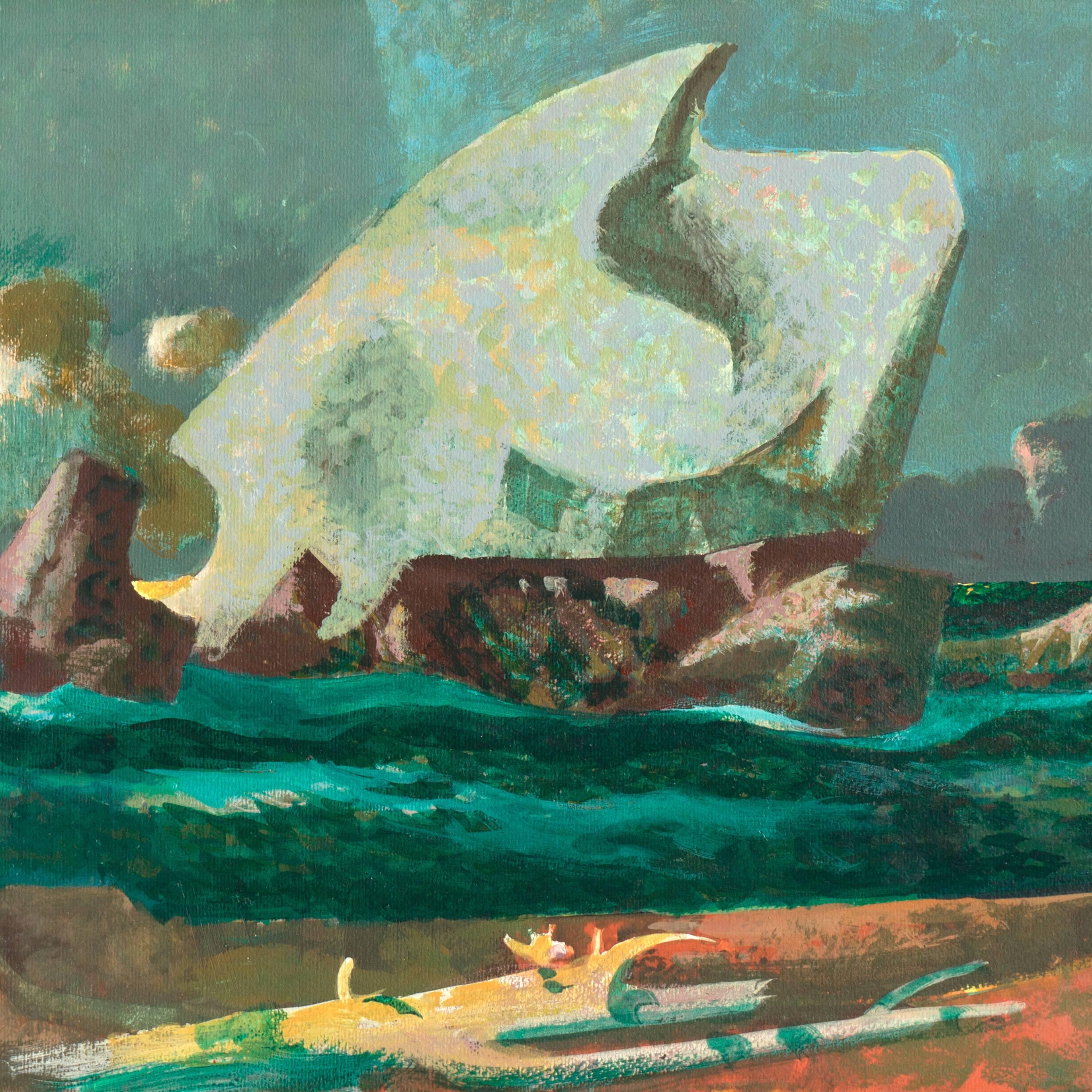 Shell Rock, Mendocino Coast - Painting by Millard Sheets
