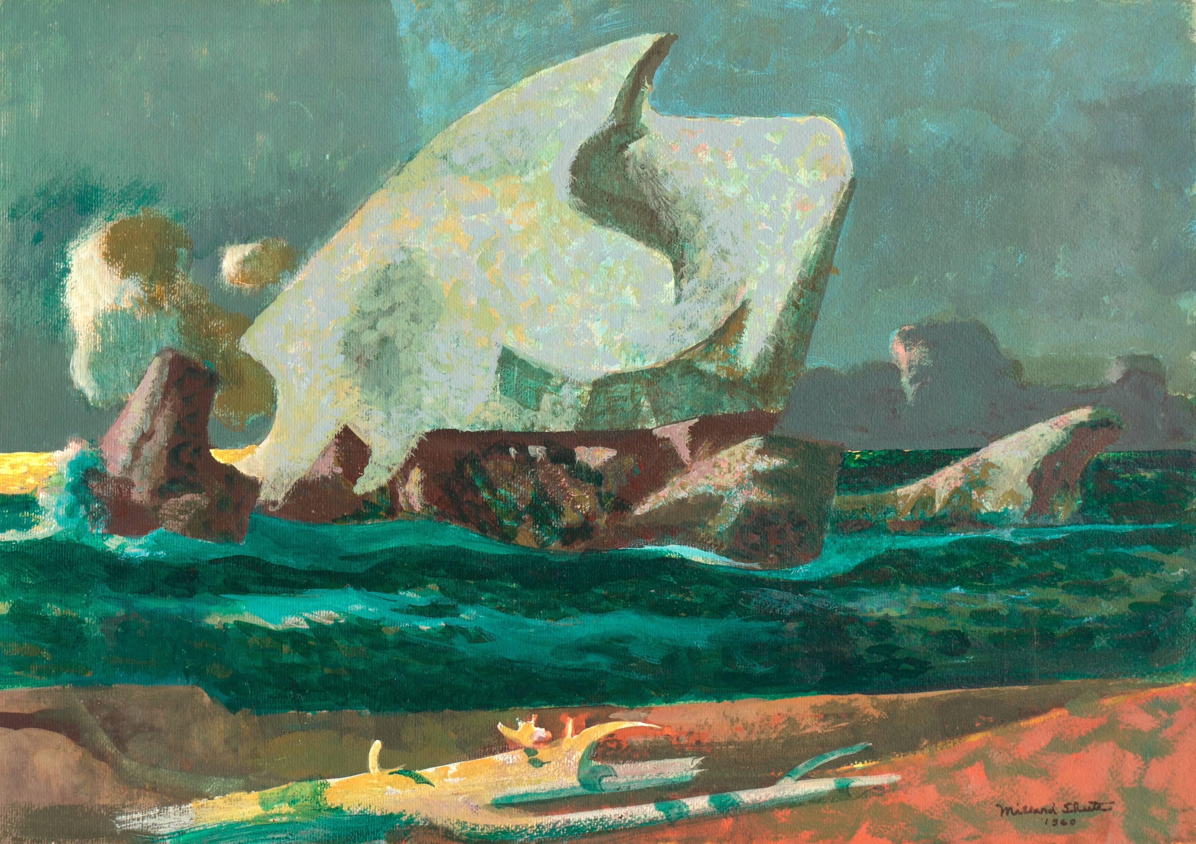 Millard Sheets Landscape Painting - Shell Rock, Mendocino Coast