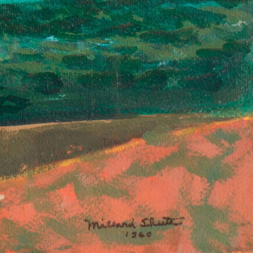 Shell Rock, Mendocino Coast - American Modern Painting by Millard Sheets