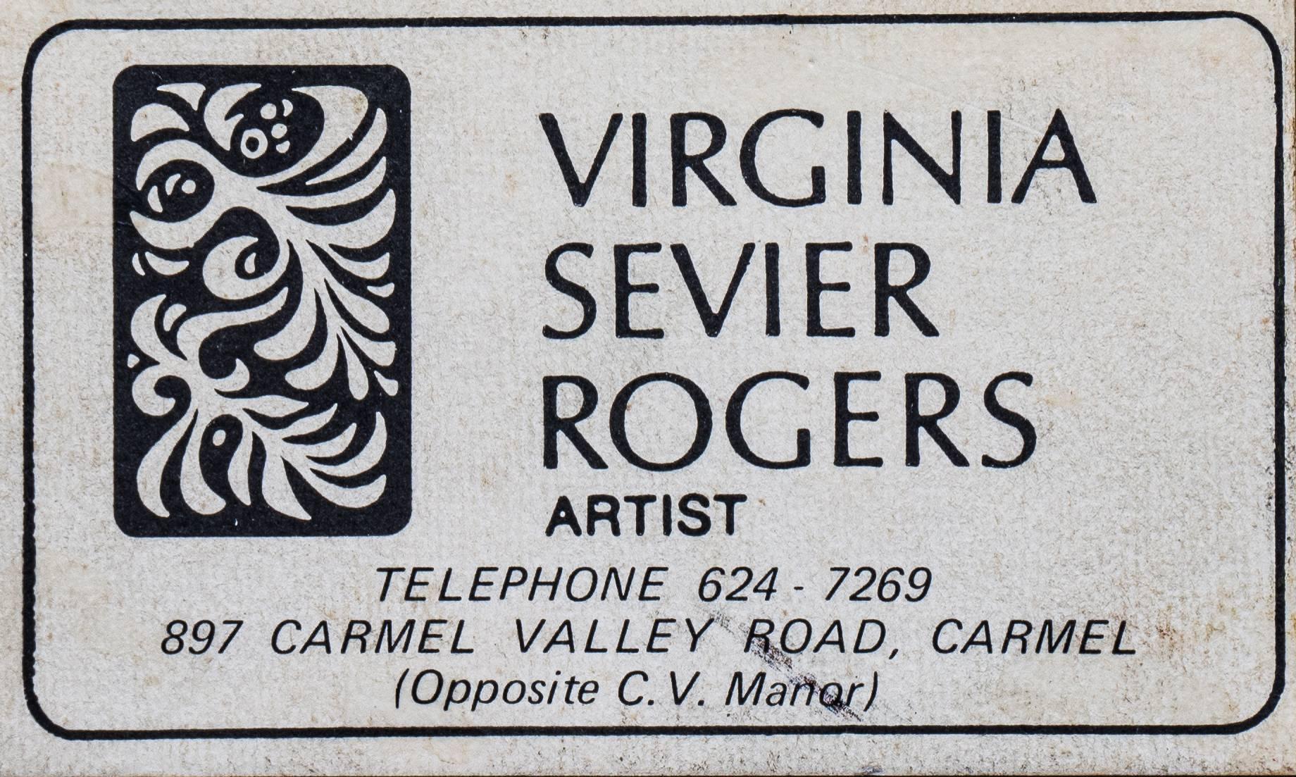 Signed upper right with monogram, 'V.S.R.' for Virginia Sevier Rogers (American, 1916-2015) and dated 1956.

Virginia Sevier Rogers studied with Hugh Breckenridge at the Philadelphia Academy of Fine Arts (1934) and earned her M.A. at UC Berkeley. A