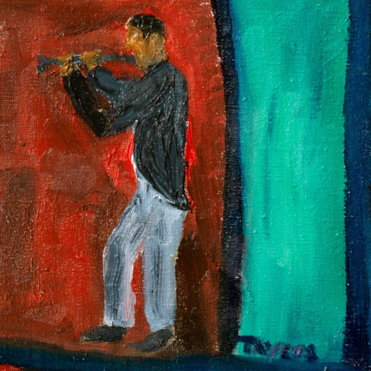 'Jazz Quartet', California Modernist, Bal Harbor, Musical Figural, Santa Cruz - Post-Impressionist Painting by Jonathan Taylor