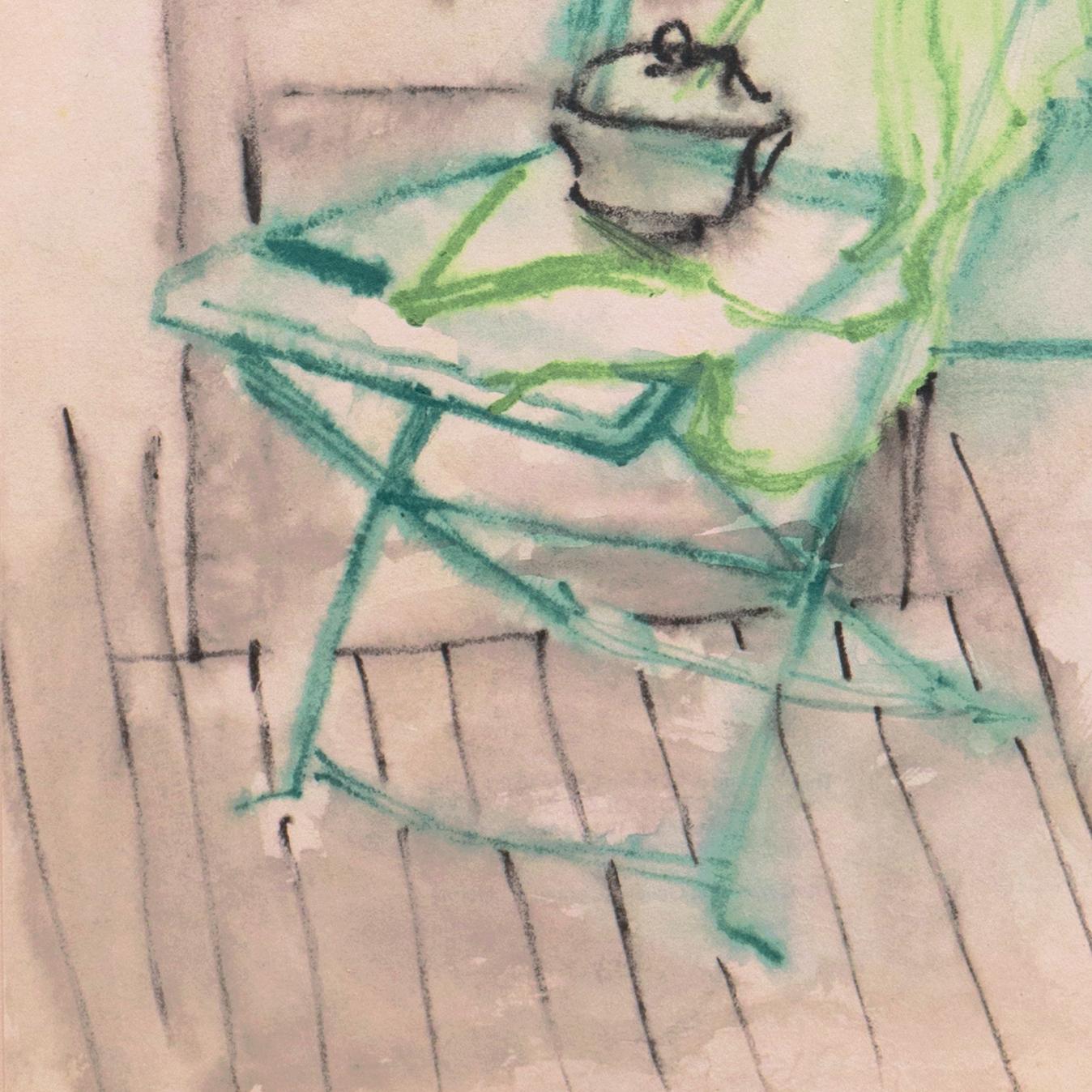 'Green Chair' Paris, Louvre, Salon d'Automne, Académie Chaumière, LACMA, SFAA  - Beige Figurative Art by Victor Di Gesu