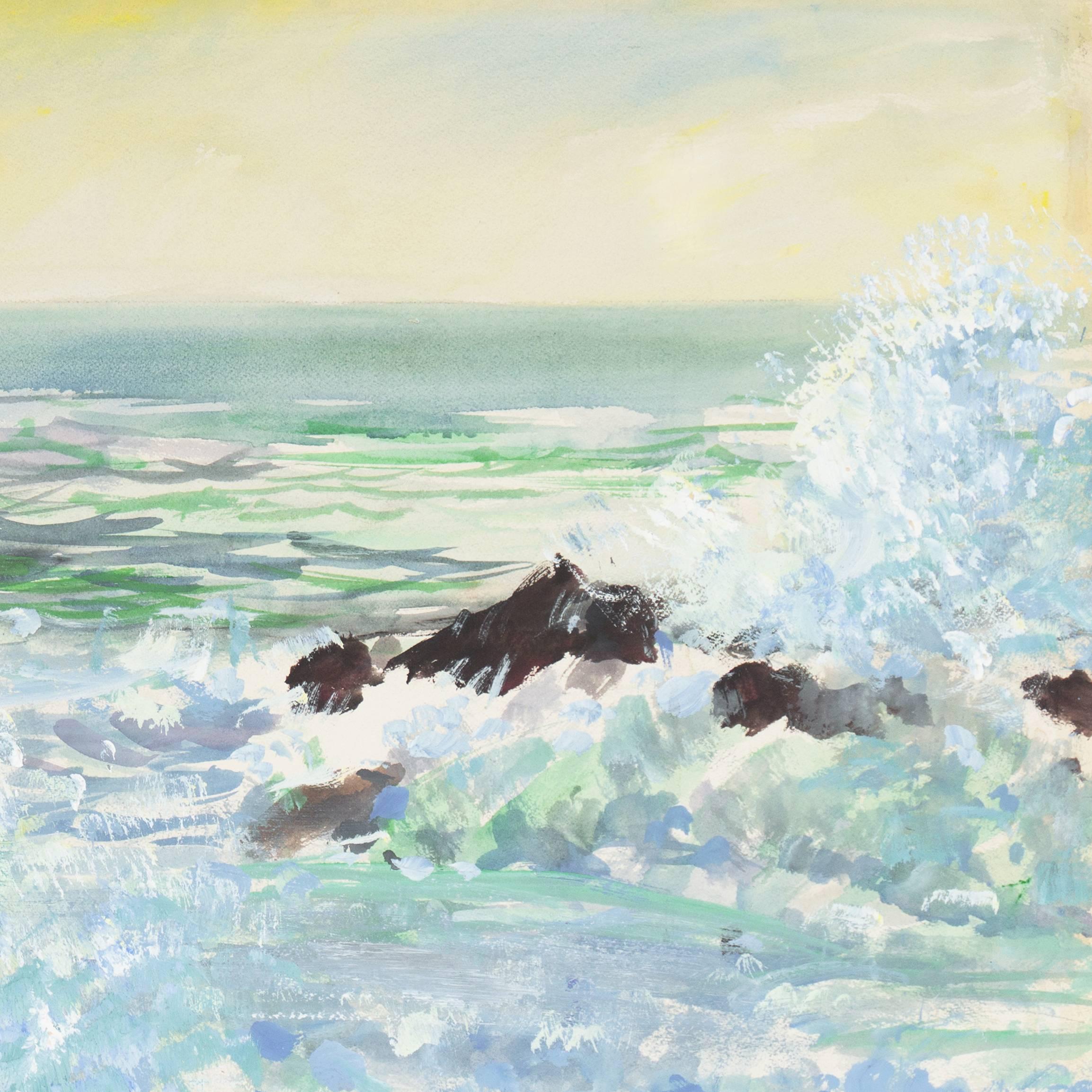 'Pacific Surf, San Diego', Worcester Art Museum School, San Bernadino College - Painting by Richard Gabriel Chase