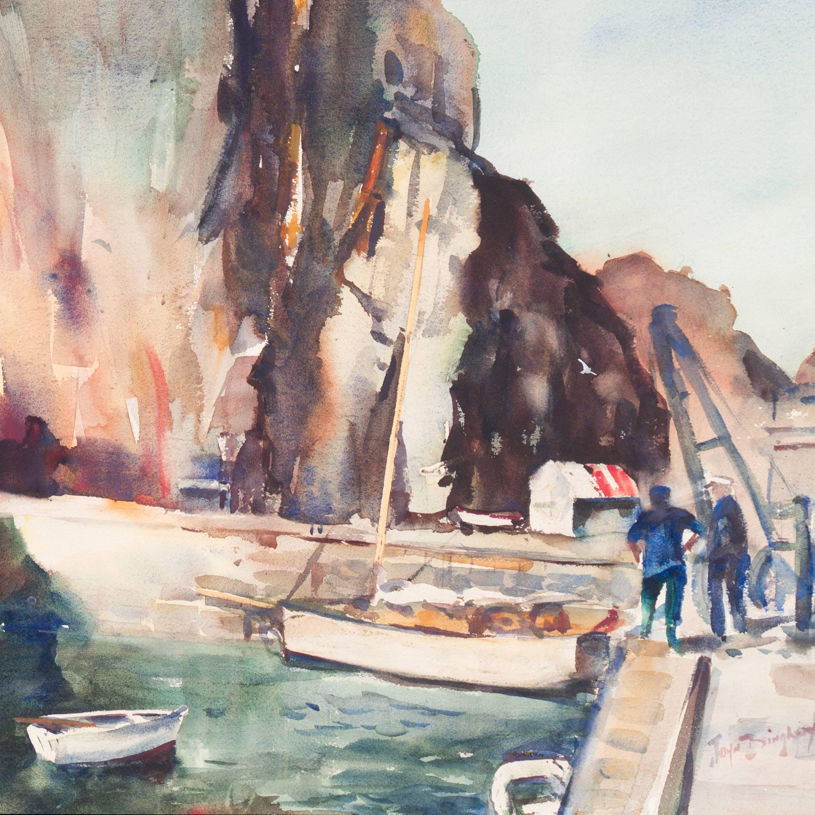 «Port of Sark » Channel Islands, Californie, Laguna Beach Art Association, Carmel - Painting de John Bingham