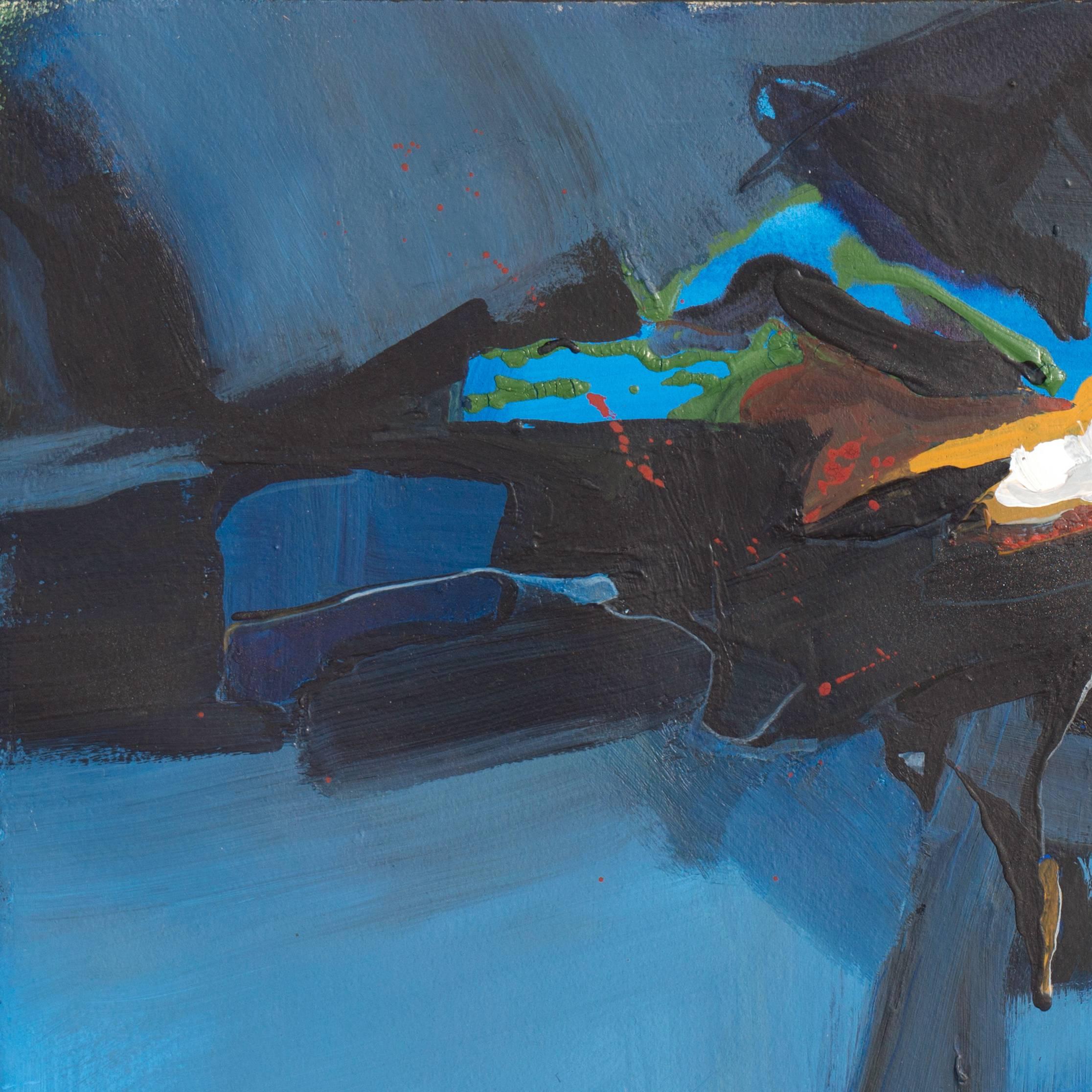 'Abstract in Blue', Exhibited: San Francisco Women's Art Association, 1966 - Painting by Helene Wolseth Barber