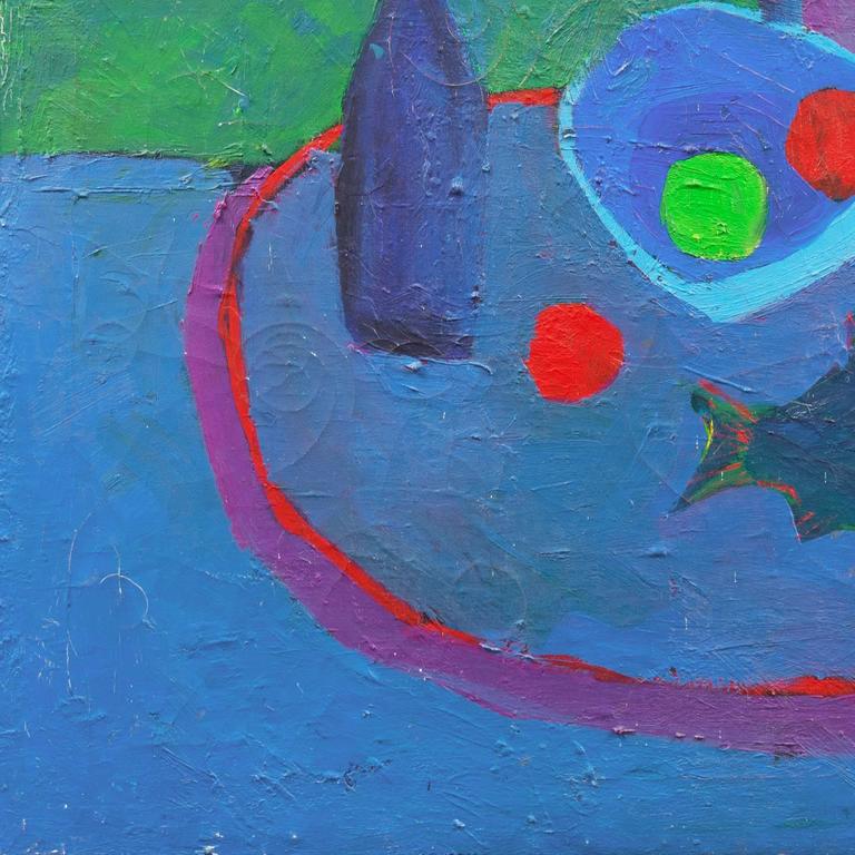 'Still Life with Songbird', American Modernist, Blue Interior For Sale 2