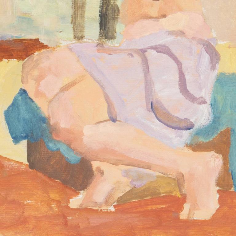  'Nude in Interior', Paris, Louvre, Académie Chaumière, California, LACMA, SFAA - Beige Nude Painting by Victor Di Gesu