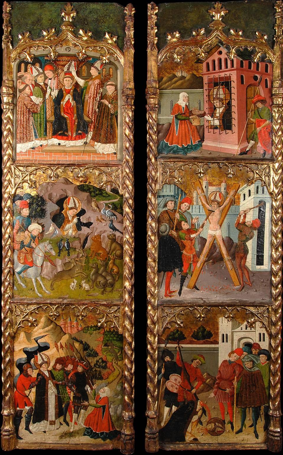 The Riglos Master Figurative Painting - Scenes from Saint Blas’s life (side streets from an altarpiece)