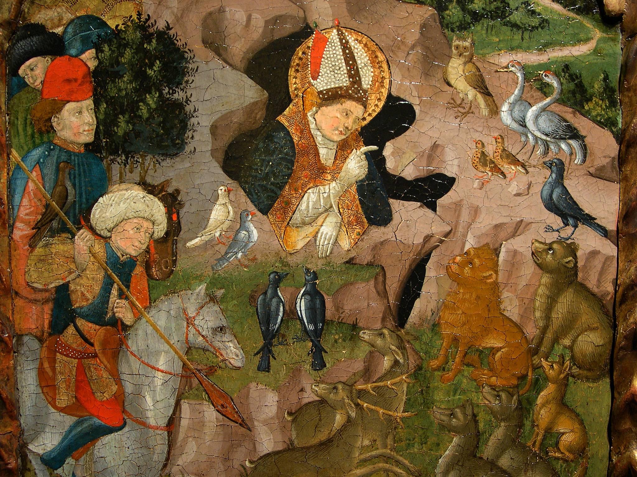 Scenes from Saint Blas’s life (side streets from an altarpiece) - Medieval Painting by The Riglos Master