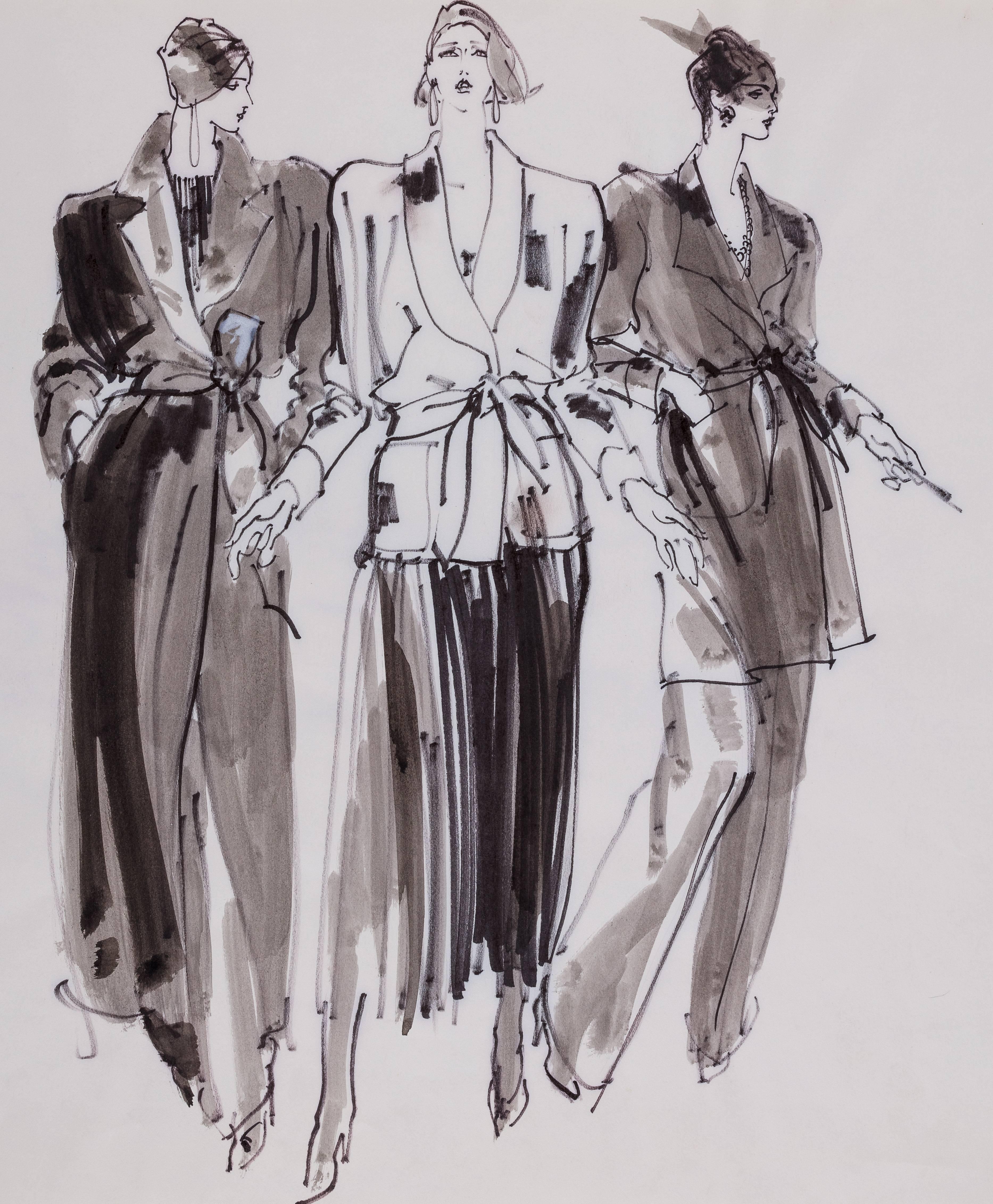 Kenneth Paul Block Figurative Art - Anne Klein Smoking Jacket & Dressing Gowns 