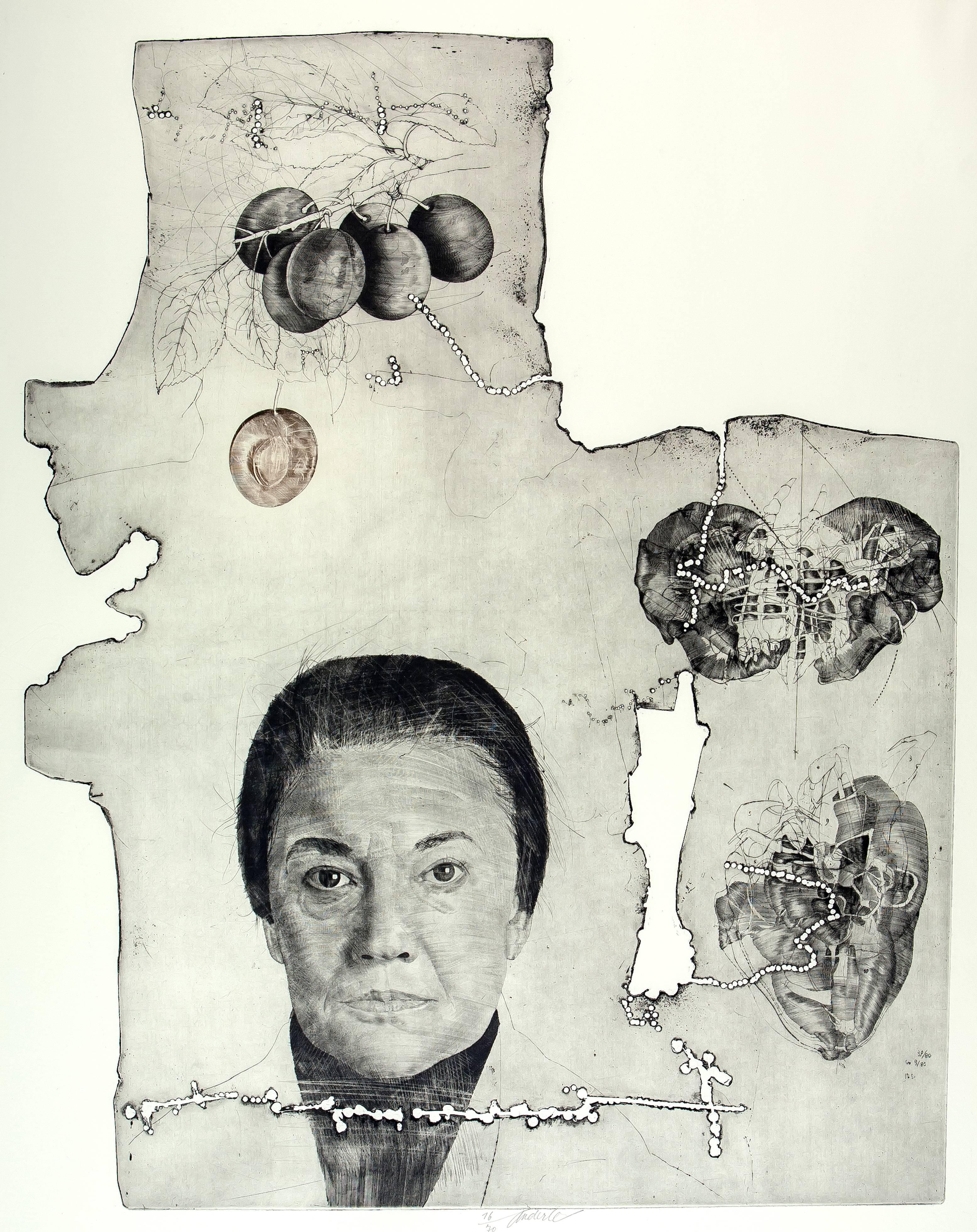 Jirí Anderle Figurative Print - Portrait of Anne B.