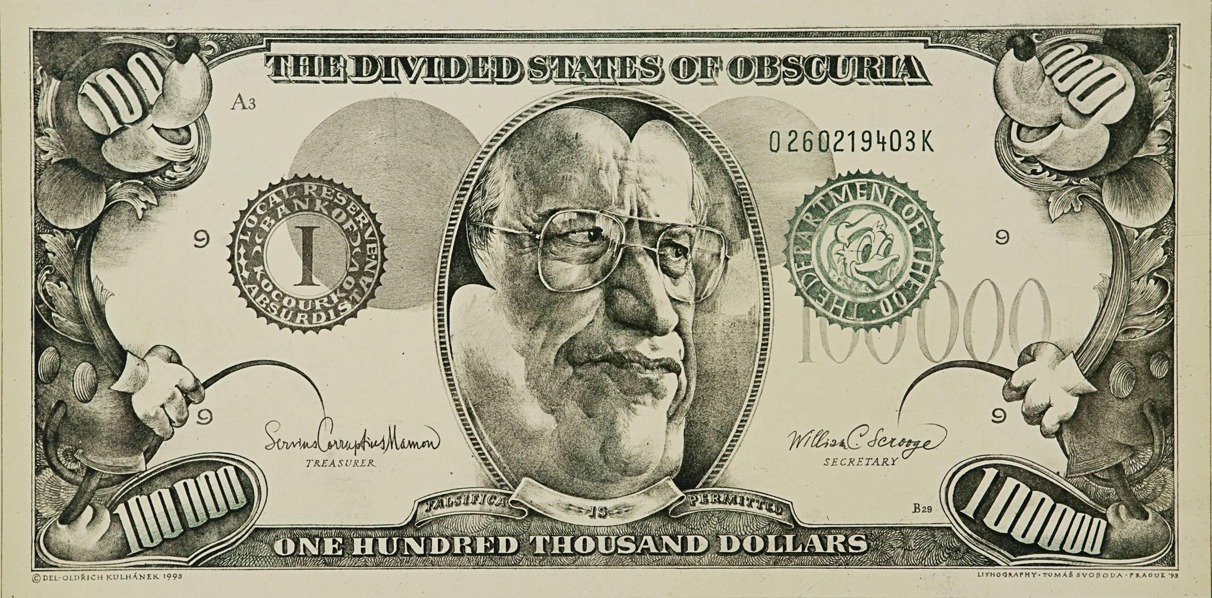 Oldrich Kulhánek Figurative Print - 100, 000 Dollars  (Funny Money Series)