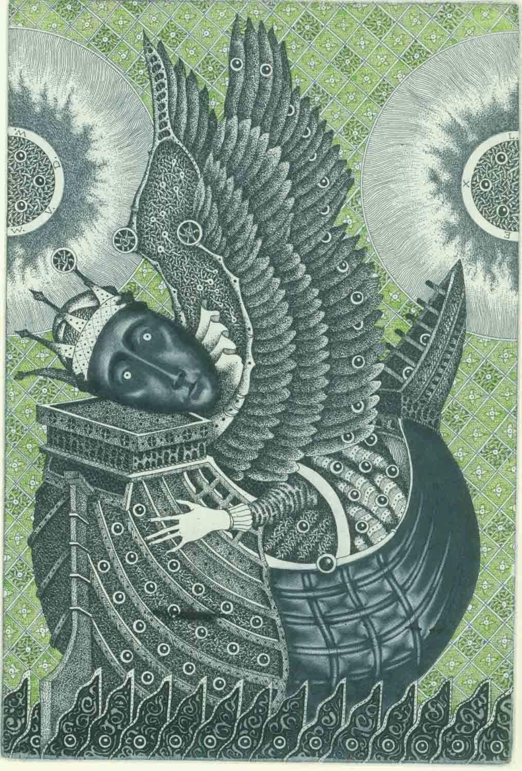 Jurij Jakovenko Figurative Print - Seals (Angel on a Ship) 