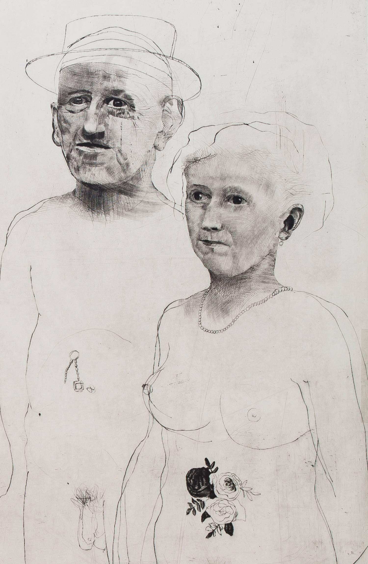 Soldier, Mother and Grandparents (Cycle: Illusion and Reality) - Contemporary Print by Jirí Anderle