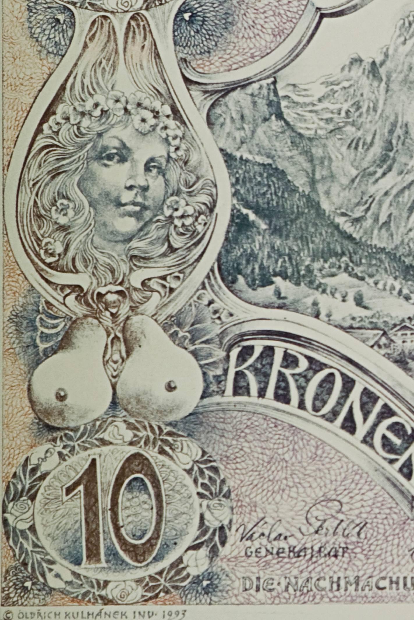10 Kroner Schillings  (Funny Money Series)	 - Print by Oldrich Kulhánek
