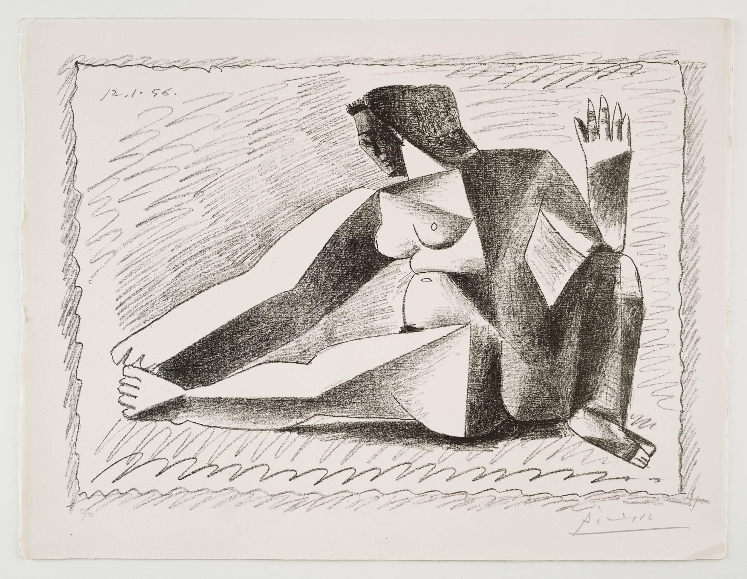 Pablo Picasso Abstract Print - Femme accroupie aux Bras levés