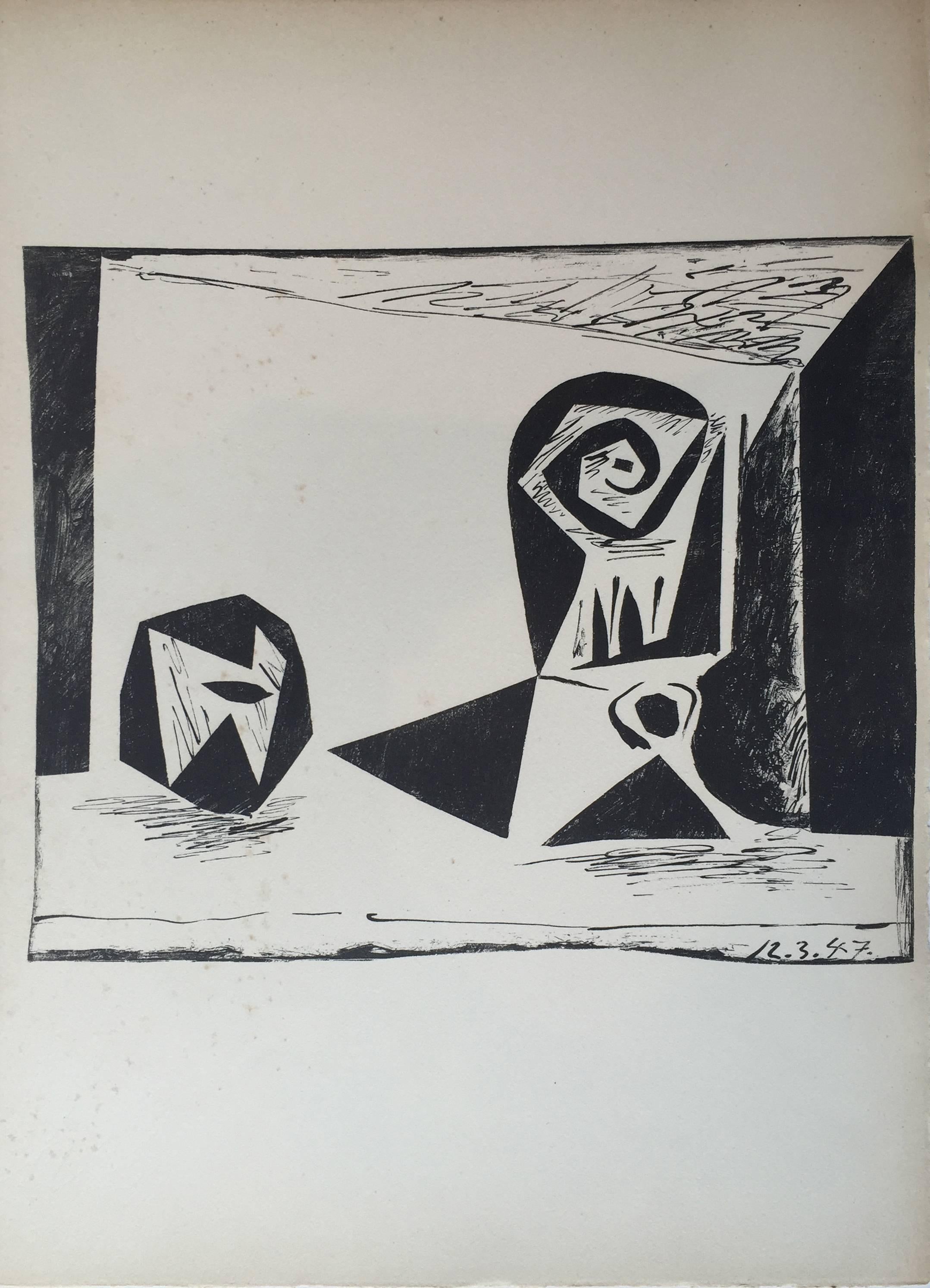 Pablo Picasso Abstract Print - Composition au Verre à pied 