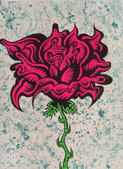 Hand Embellished Flower Screenprint