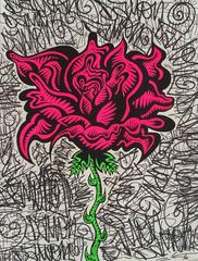 Hand Embellished Flower Screenprint