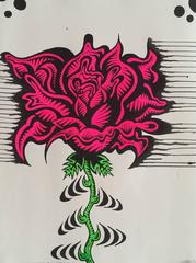 Hand Embellished Flower Screenprint