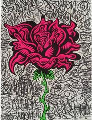 Hand Embellished Flower Screenprint